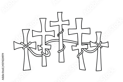 Three Orthodox Crosses Bound Together Unity, Faith, and Hope