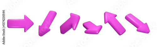3d cursor. Arrow purple color, holographic mouse button click or keyboard pointer. Y2K select emoji, internet motion link. UI sign. Navigation isolated glossy pictogram elements. Vector icon