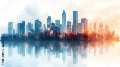 A designer replacing a copyrighted building with a generic skyline