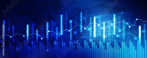 2d illustration Stock market online business concept. business Graph 