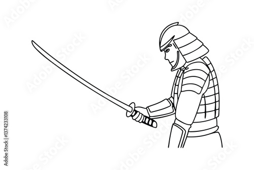 Samurai Warrior Line Art Katana, Armor, Japan, Bushido, Honor