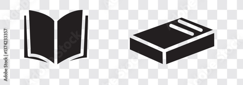 Book icon flat line symbol set.