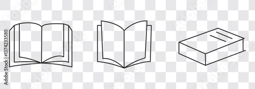 Book icon flat line symbol set.