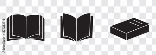Book icon flat line symbol set.