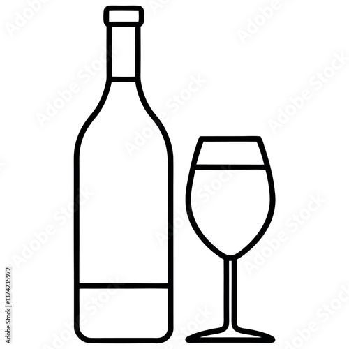 Wine bottle and glass
