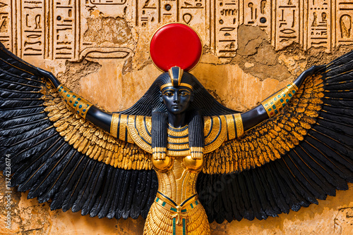 Statue of Isis, winged ancient Egyptian goddess