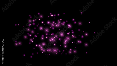 Purple sparks and stars shine with special light.