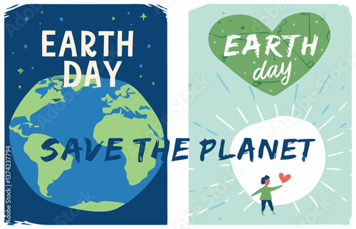 Happy Earth Day! Vector eco illustration for social poster, banner or card on the theme of saving the planet. Make everyday earth day