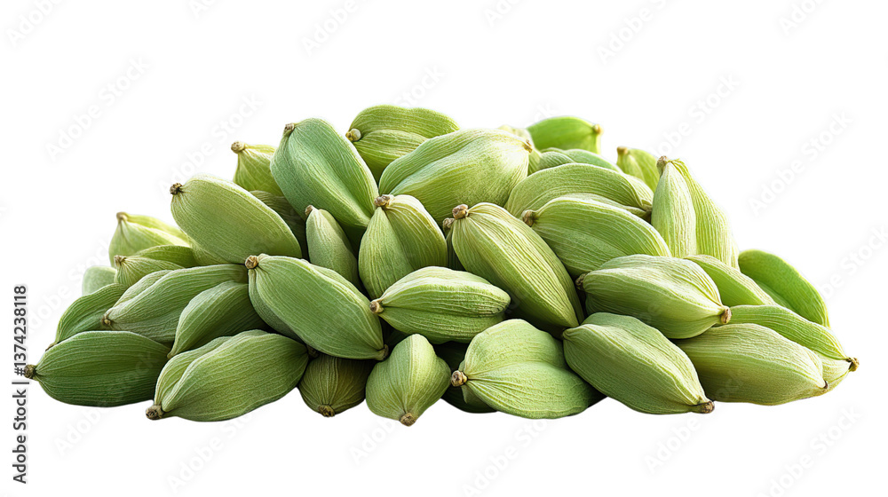 Fresh Green Cardamom Pods: A vibrant and aromatic assortment of fresh green cardamom pods, showcasing their distinctive shape and color. Capturing the essence of this treasured spice. Fresh Green Cardamom Pods: A vibrant and aromatic assortment of fresh green cardamom pods, showcasing their distinctive shape and color. Capturing the essence of this treasured spice.
