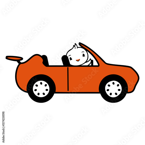 Duck Car Driver Sport Car Fast Driving Vehicle Fun Design Lover Art Vector Illustration Card T-Shirt Poster Sticker Graphic Print Decorative Drawing Isolated Logo Decoration Symbol Creative Cool Style