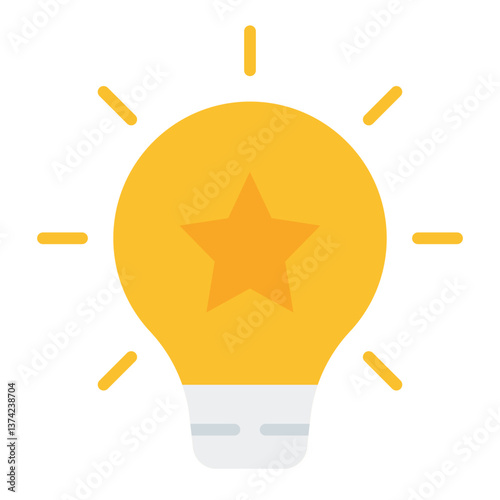 Idea Icon. Lightbulb inspiration symbol. Creativity and innovative thinking sign - stock vector. Flat Icon