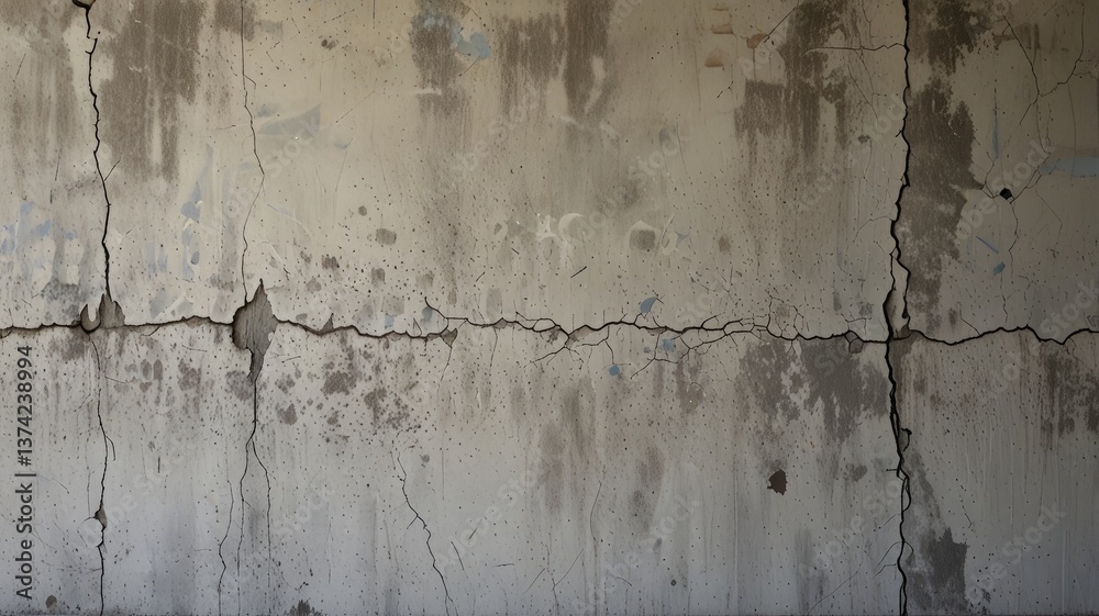 Obraz premium Intricate Cracked Concrete Texture on a Weathered White Wall