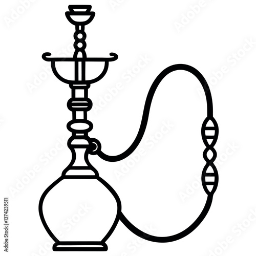 Hookah icon silhouette vector icon white background. 