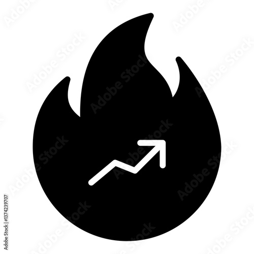 Trending Icon. Online popularity symbol. Social media growth and digital influence sign - stock vector. Glyph Icon