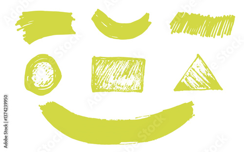 Set of yellow abstract shapes hand drawn with brush
Vector shapes drawn with brush eps