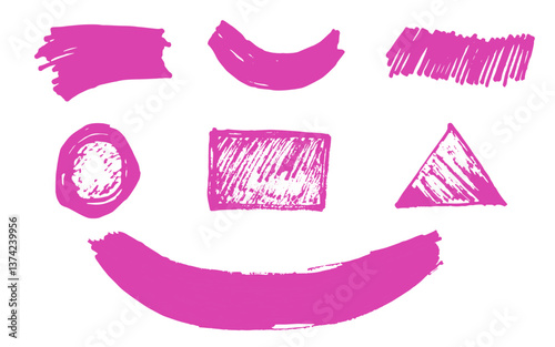 Set of pink abstract shapes hand drawn with brush
Vector shapes drawn with brush eps
