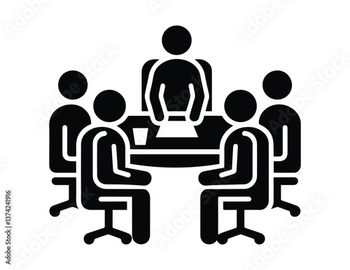 stickman at conference, man icon, office meeting, stick figure people icon