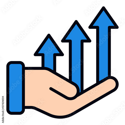 Business Growth Icon. Success strategy symbol. Financial progress and corporate expansion - stock vector. Filled Line Icon