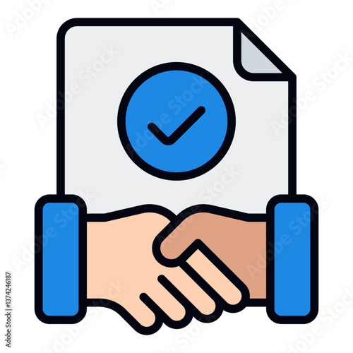 Contract Icon. Legal agreement symbol. Business document and corporate deal - stock vector. Filled Line Icon
