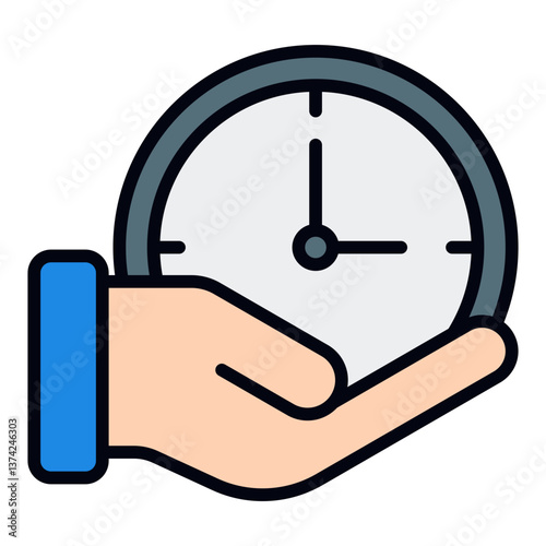 Time Management Icon. Productivity planning symbol. Work schedule and efficiency tracking - stock vector. Filled Line Icon