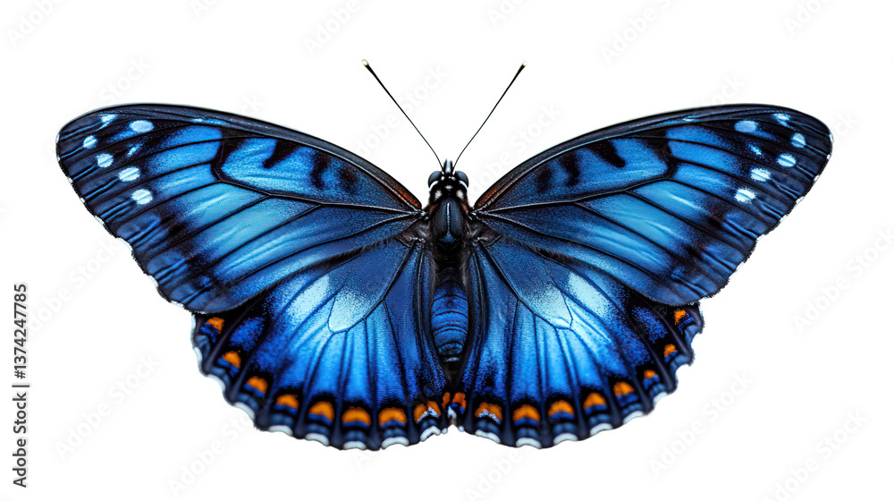 Obraz premium Azure Winged Beauty: A breathtaking butterfly with exquisitely patterned azure wings. A detailed view reveals the intricate designs and delicate symmetry of nature's artistry. 