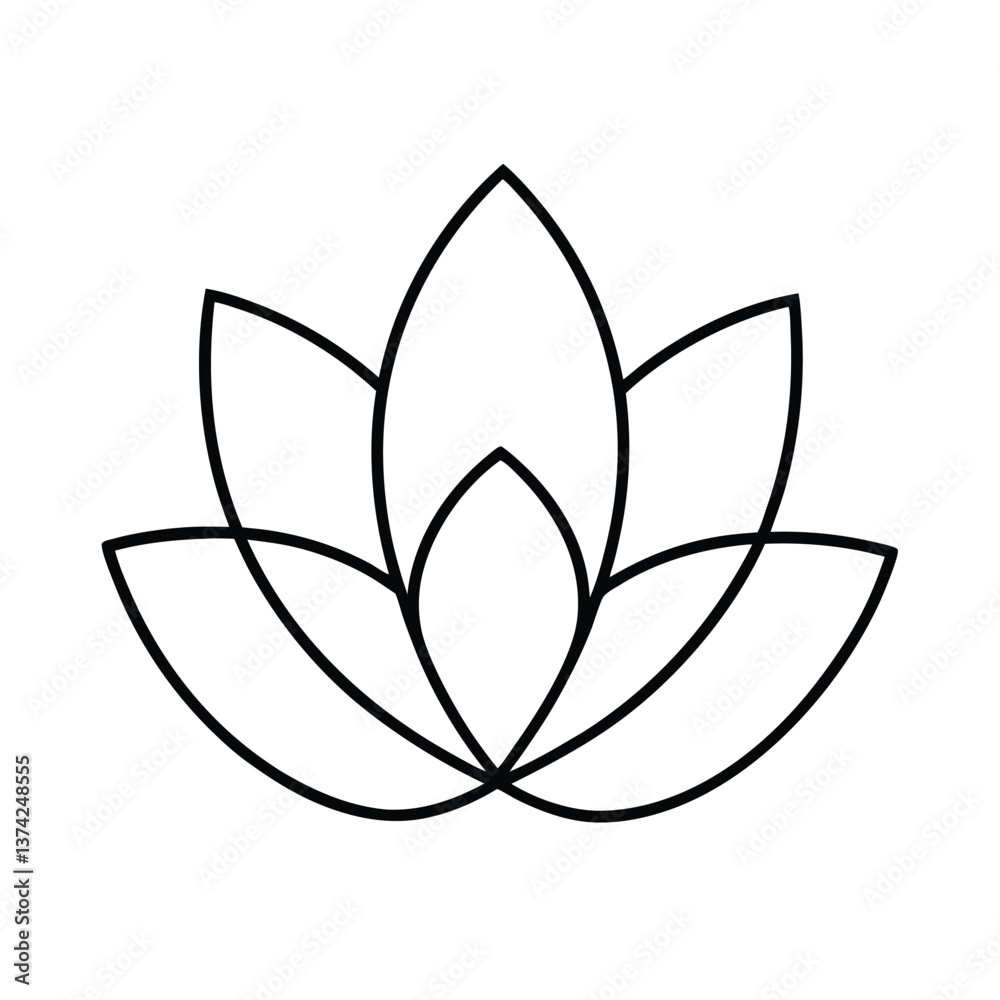 Simple Line Art Lotus Flower Design, Minimalist Botanical Illustration Simple Line Art Lotus Flower Design, Minimalist Botanical Illustration