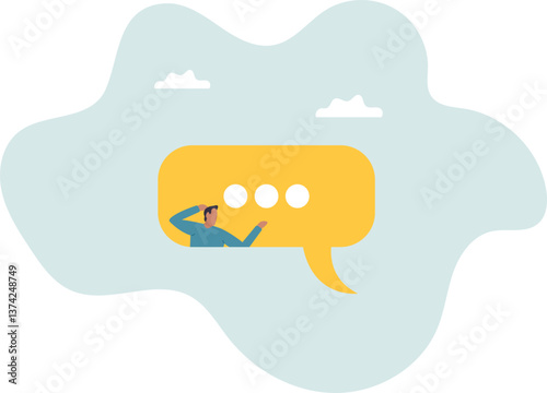 Awkward moment, embarrassment conversation, nervous and clueless at work, dull moment or cannot answer question.character for design.