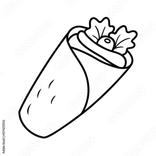 Delicious Wrap Outline Drawing Simple Food Illustration