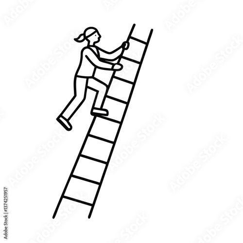 Woman Climbing Ladder Progress, Success, Ambition, Growth, Achievement