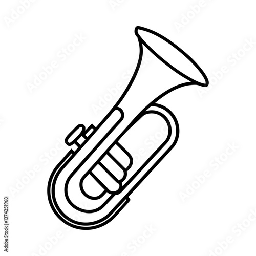 hand holding a trumpet line art illustration