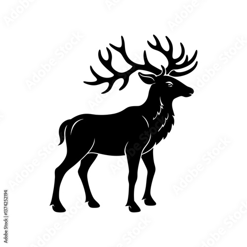 Extinct animal Irish Elk silhouette vector illustration