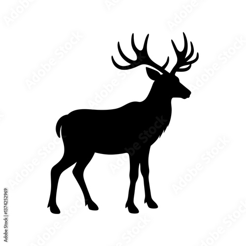 Extinct animal Irish Elk silhouette vector illustration