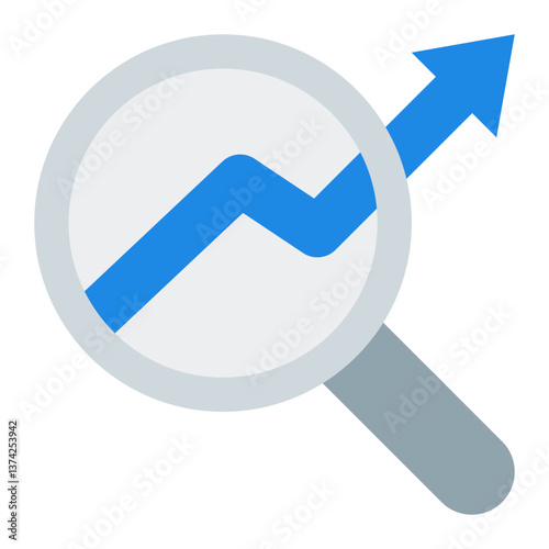 Market Analysis Icon. Business research symbol. Financial trends and competitive strategy - stock vector. Flat Icon