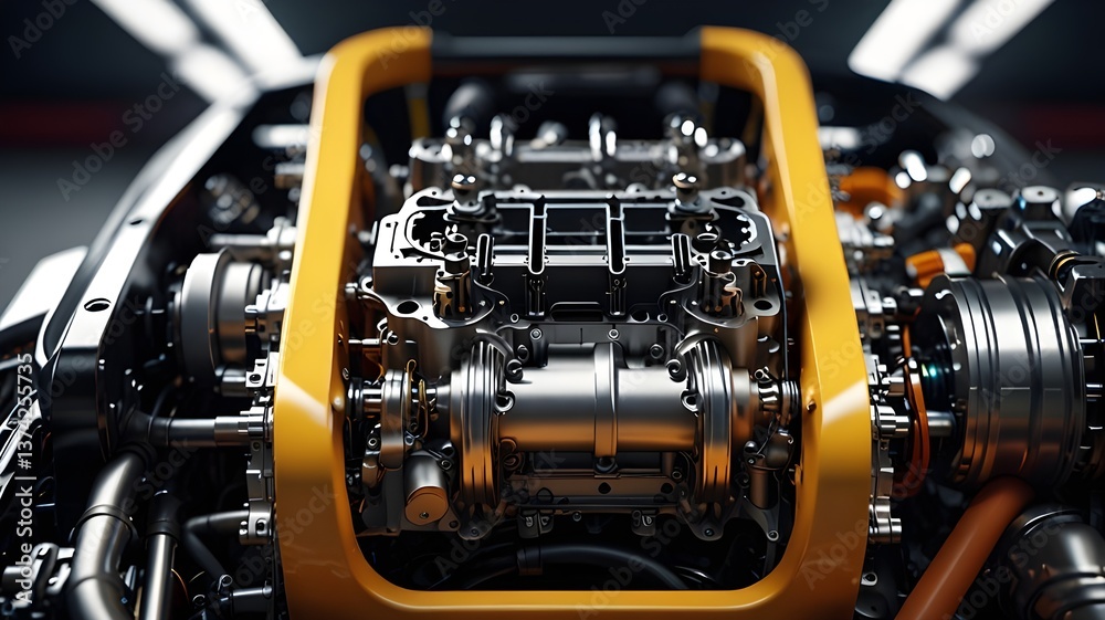 Fototapeta premium A racing car’s engine exposed