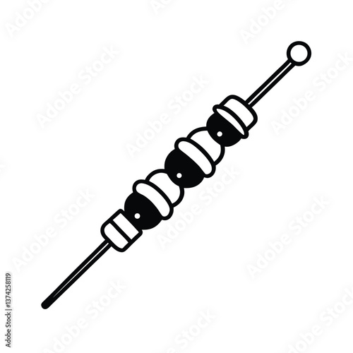 Simple Line Drawing of a Grilled Skewer Food Appetizer
