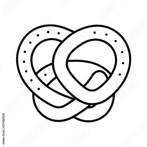Simple Line Drawing of a Delicious Knotted Pretzel Snack
