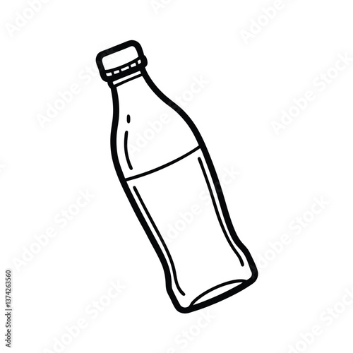 Simple Line Drawing of a Glass Soda Bottle Beverage