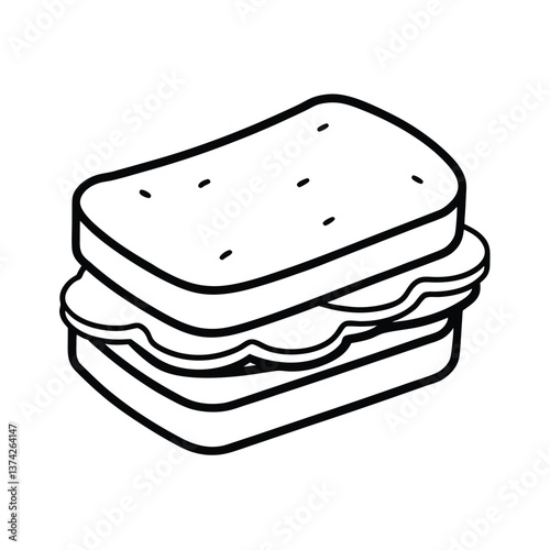 Simple Line Drawing of a Delicious Twos lice Sandwich