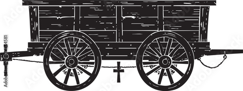 Vintage wooden wagon silhouette illustration for rustic or antique-themed designs.
