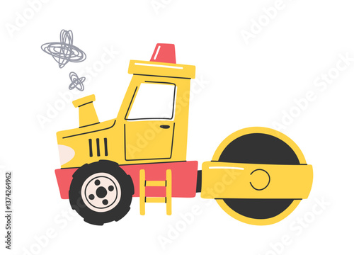 Hand-drawn asphalt paver roadroller tractor