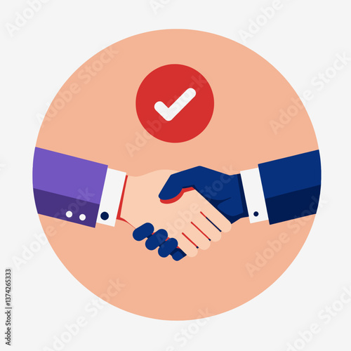 Successful Business Deal: Handshake with Checkmark Icon