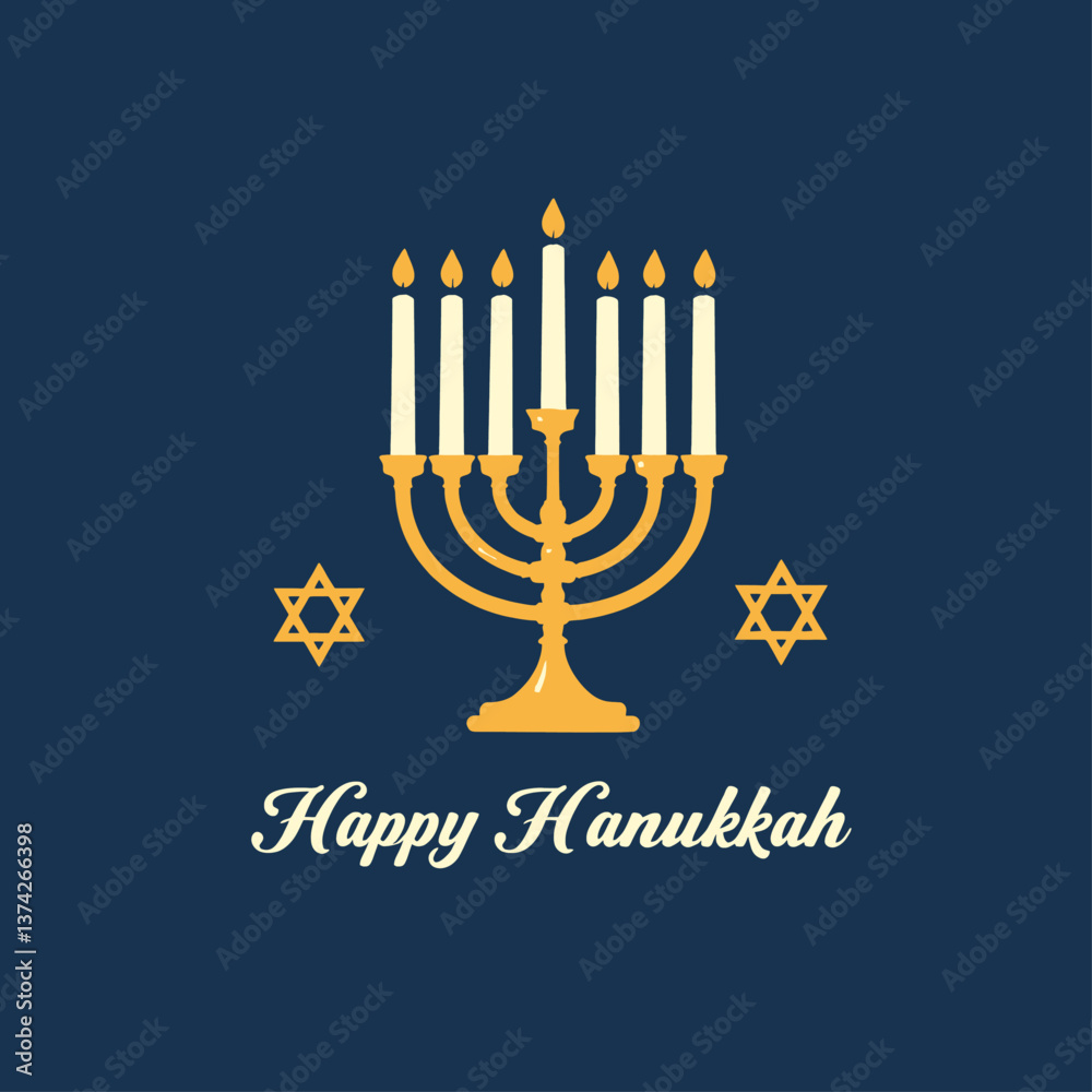 Happy Hanukkah with Menorah and Stars of David Happy Hanukkah with Menorah and Stars of David