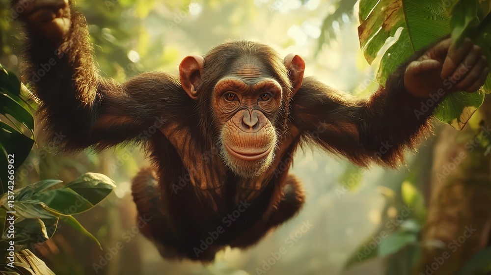 Obraz premium Chimpanzee Jungle Wildlife Photo nature ape