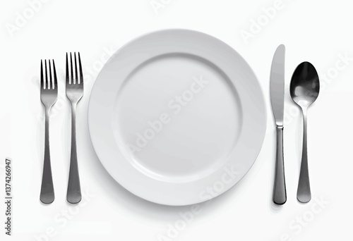 Formal Place Setting with White Plate and Silverware