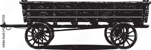 Vintage wagon silhouette illustration for historical or rustic design themes.