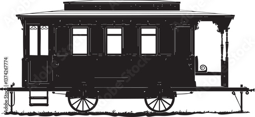 Vintage train carriage silhouette vector illustration for transportation and nostalgic designs.