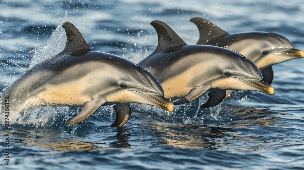 Obraz premium Dolphins Jumping Ocean Wildlife
