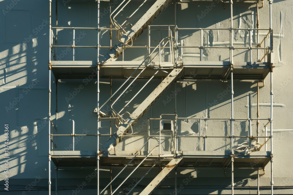 Naklejka premium A building with a fire escape ladder on the side