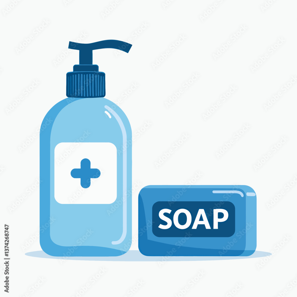 Blue Soap Bar and Hand Sanitizer Bottle with Cross Blue Soap Bar and Hand Sanitizer Bottle with Cross