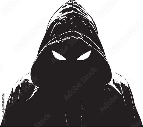 Mysterious hooded silhouette illustration for dark and enigmatic themes.